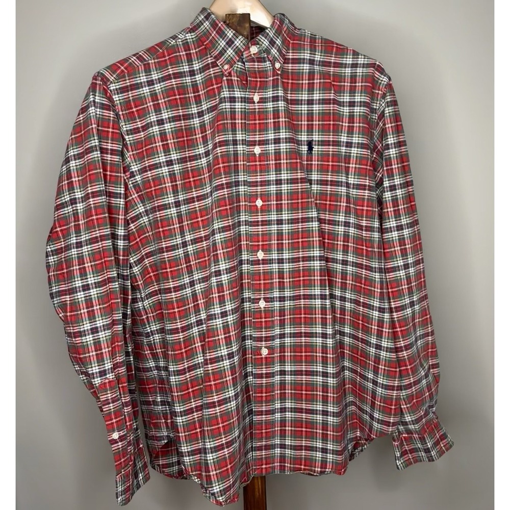 Ralph Lauren Men's Custom Fit Long Sleeve Button Down Plaid Shirt Size XL